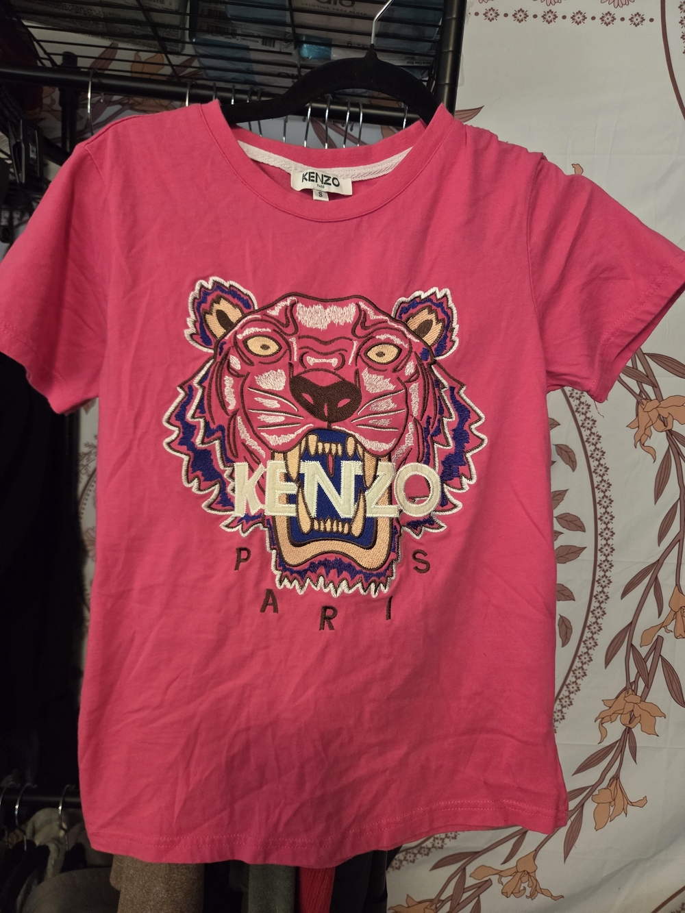 Kenzo Pink Short-Sleeve Tiger Logo Tee